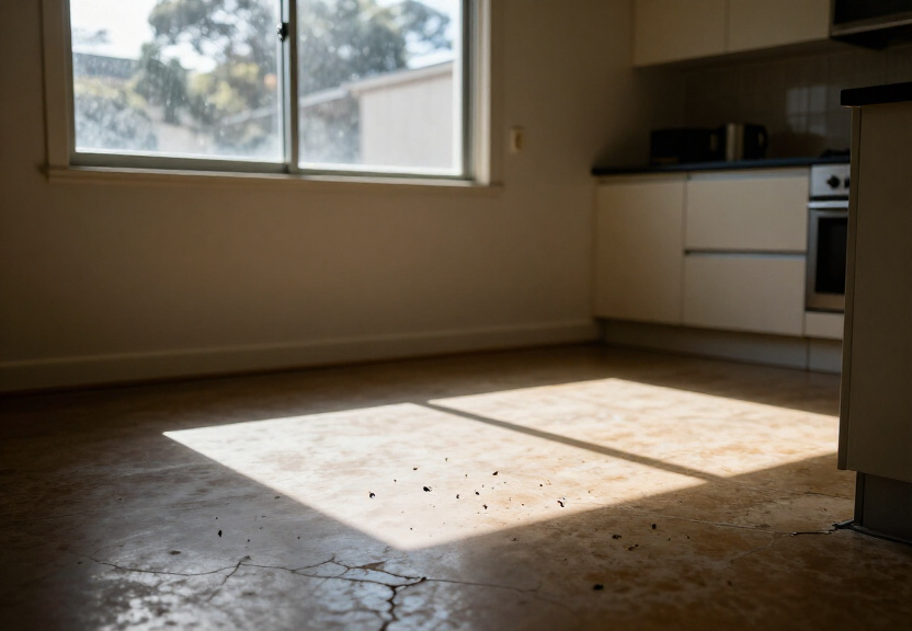 Rodent droppings in a Lewisham storage area before treatment